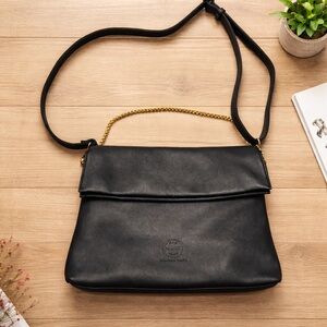 Andrew Marc fold-over leather bag with Gold Chain Accent